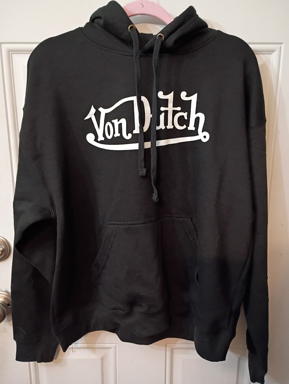 Von Dutch Black Logo Pullover Hoodie Sz L NWOT